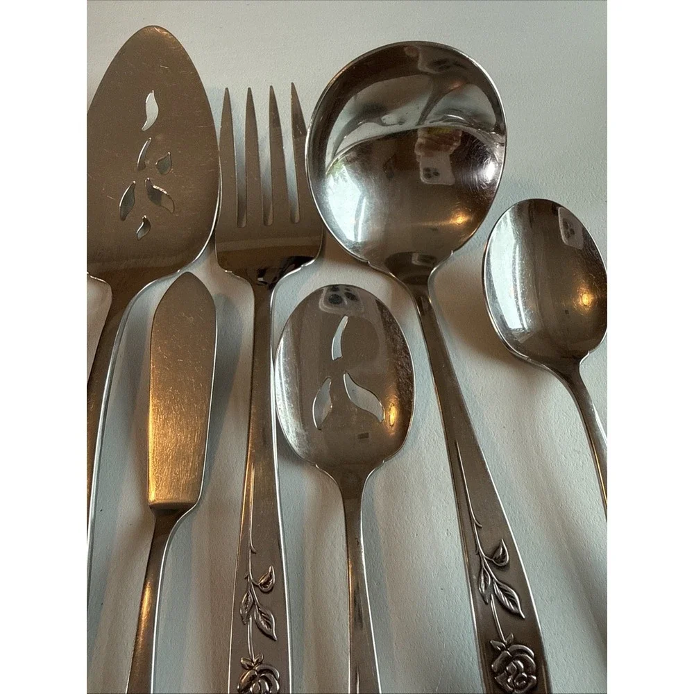 VTG Oneida Community MY ROSE Lot Of 10 Serving Pieces Stainless Flatware Read